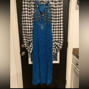 Size 11/12 teal/turquoise prom dress with matching shoes size 81/2